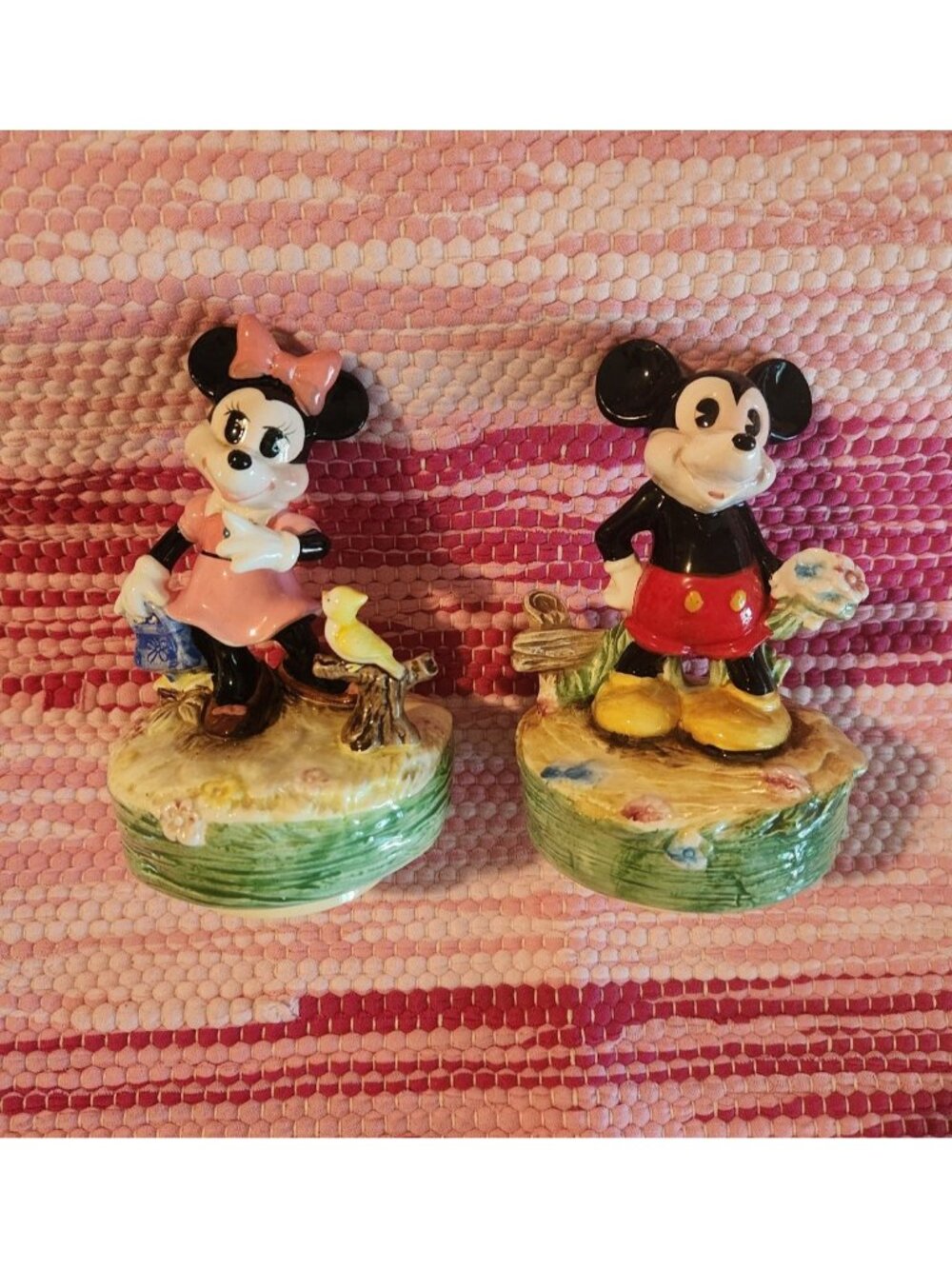 Disney Vintage Schmid Mickey & Minnie Mouse Ceramic figurines Music Boxes